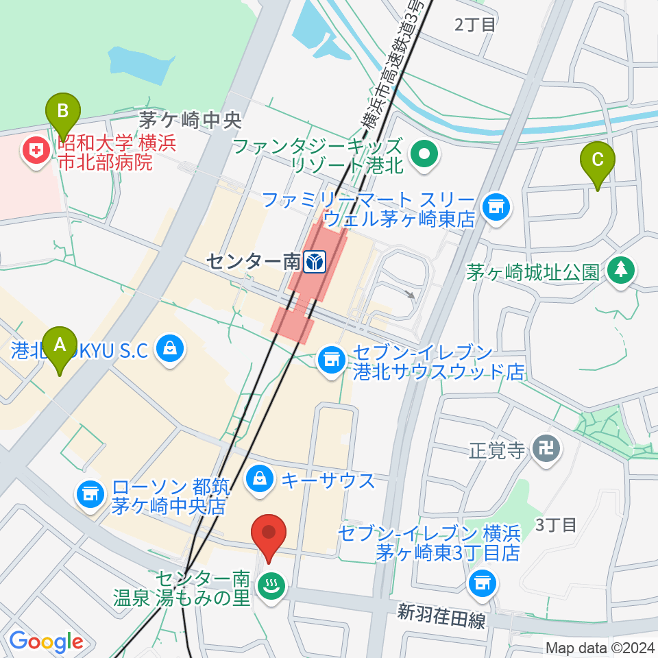 平山音楽院 センター南教室周辺のホテル一覧地図