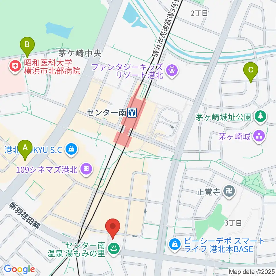 平山音楽院 センター南教室周辺のホテル一覧地図