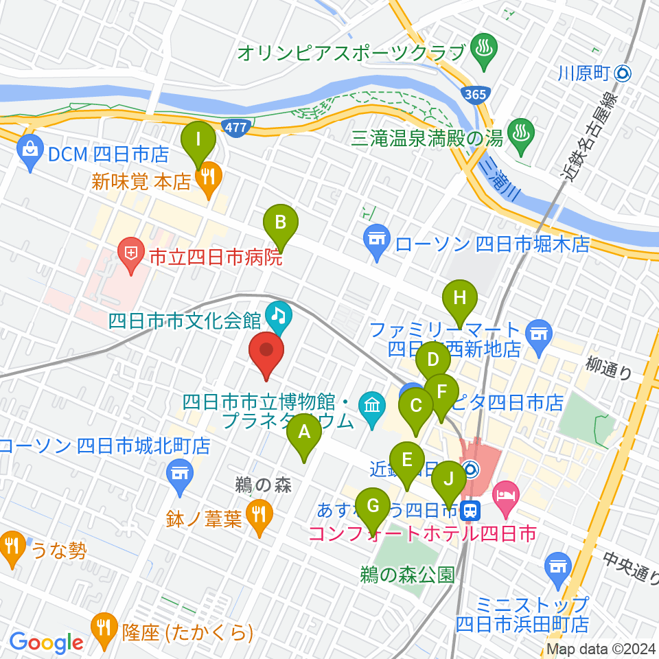 第一楽器ムーシケ周辺のホテル一覧地図