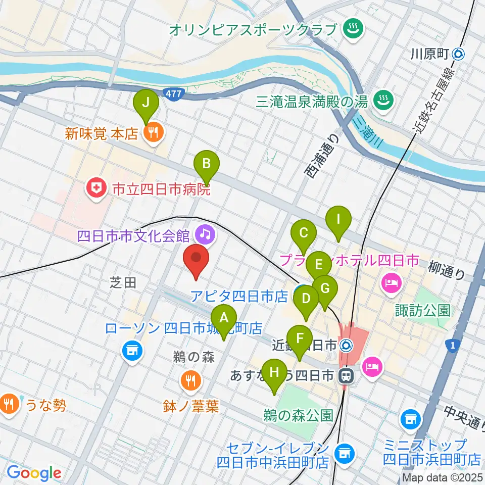第一楽器ムーシケ周辺のホテル一覧地図