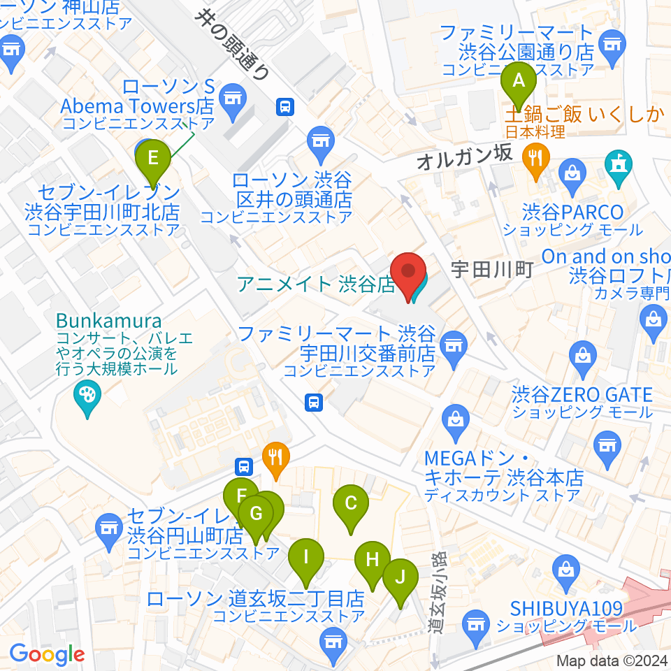 イシバシ楽器 渋谷店周辺のホテル一覧地図