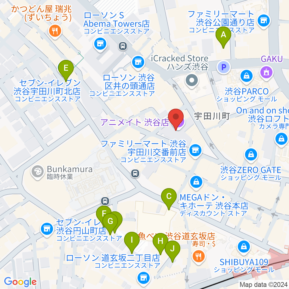 イシバシ楽器 渋谷店周辺のホテル一覧地図