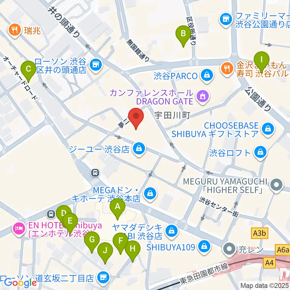 イシバシ楽器 渋谷店周辺のホテル一覧地図