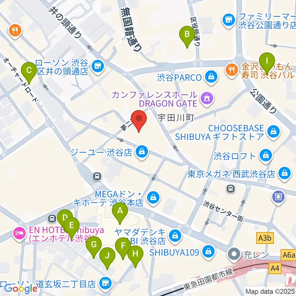 イシバシ楽器 渋谷店周辺のホテル一覧地図