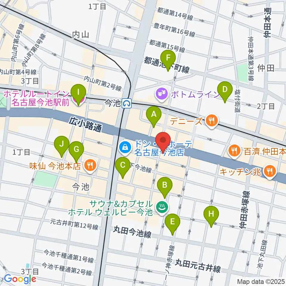 クラブナージ音楽教室 今池校周辺のホテル一覧地図
