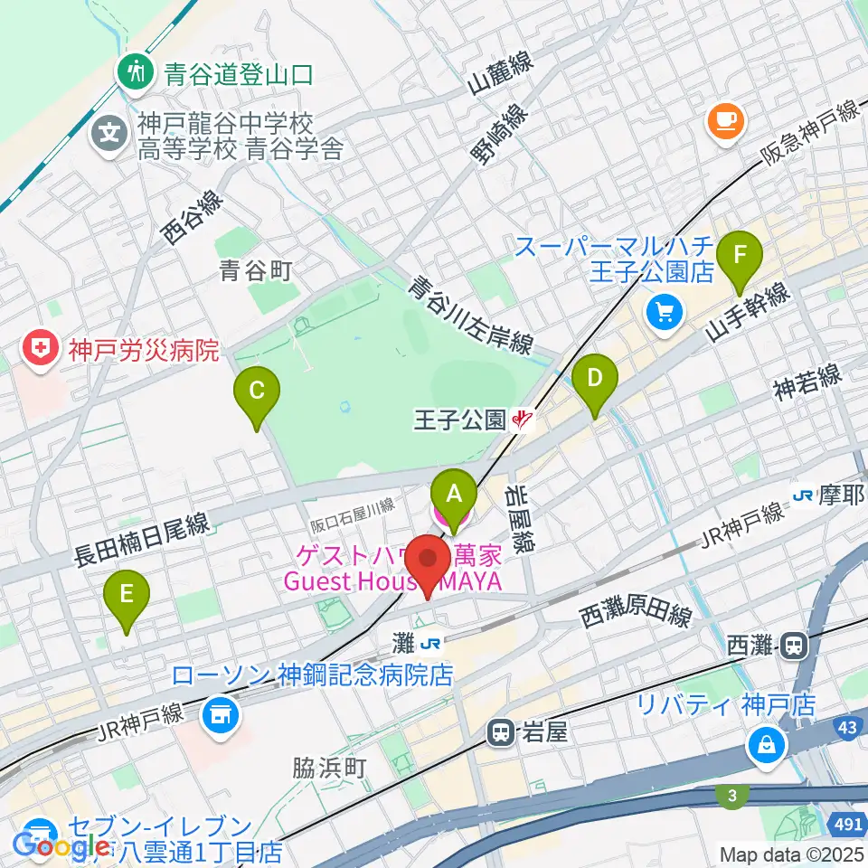 サークル音楽教室周辺のホテル一覧地図