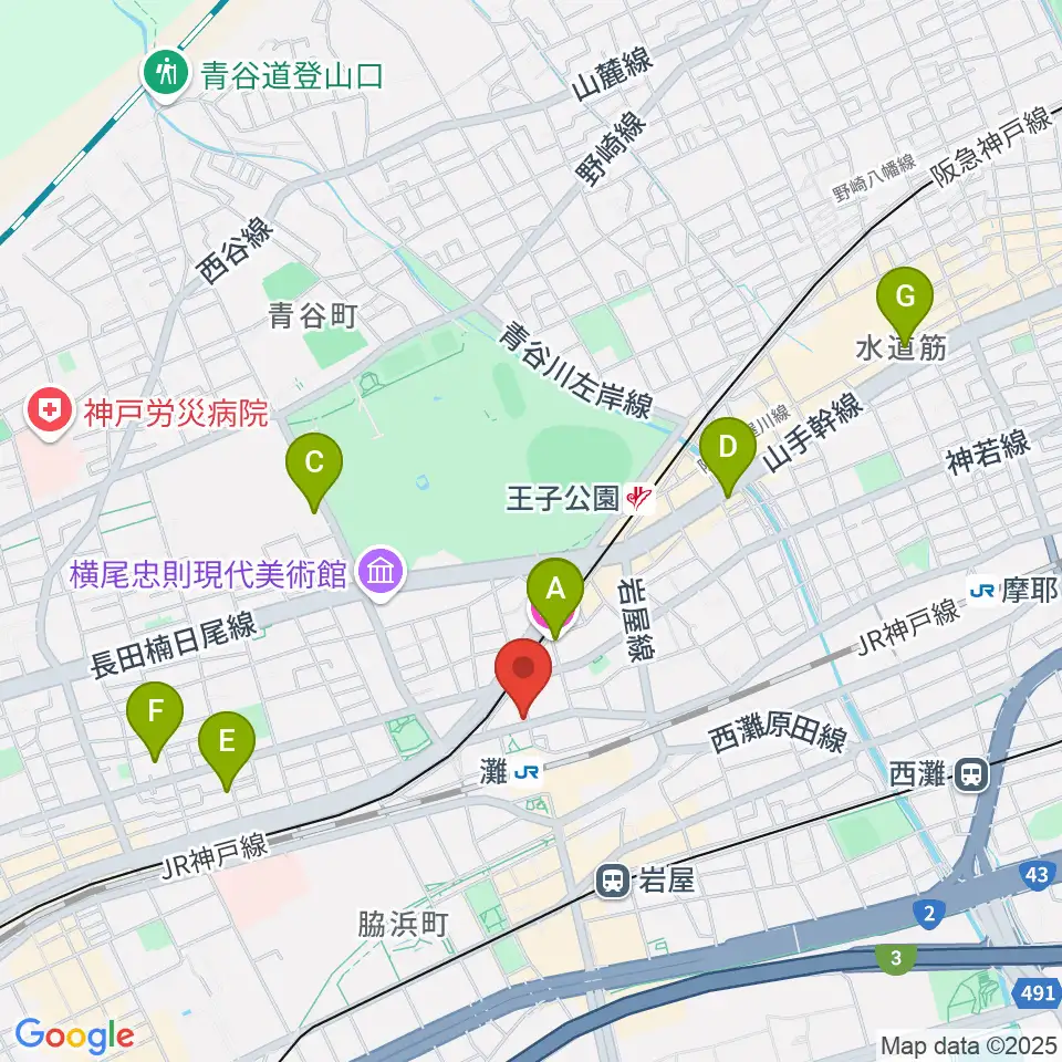 サークル音楽教室周辺のホテル一覧地図