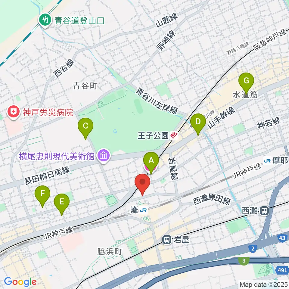 サークル音楽教室周辺のホテル一覧地図