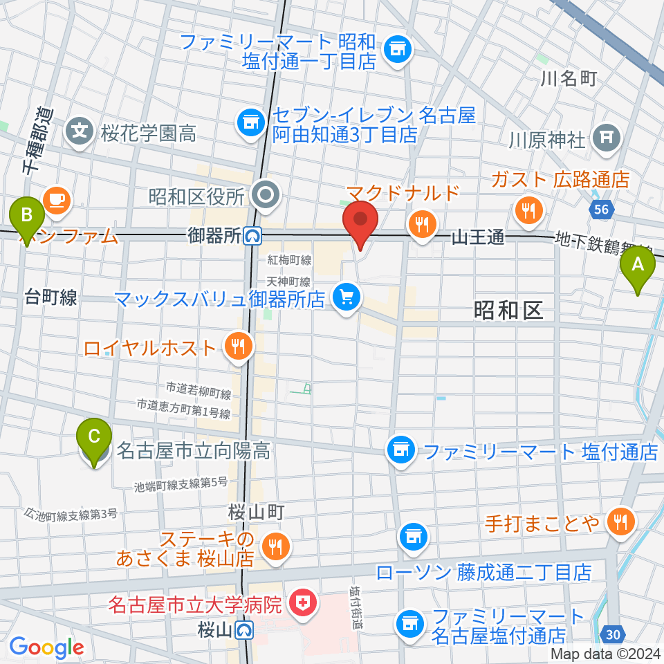 名古屋音楽館周辺のホテル一覧地図