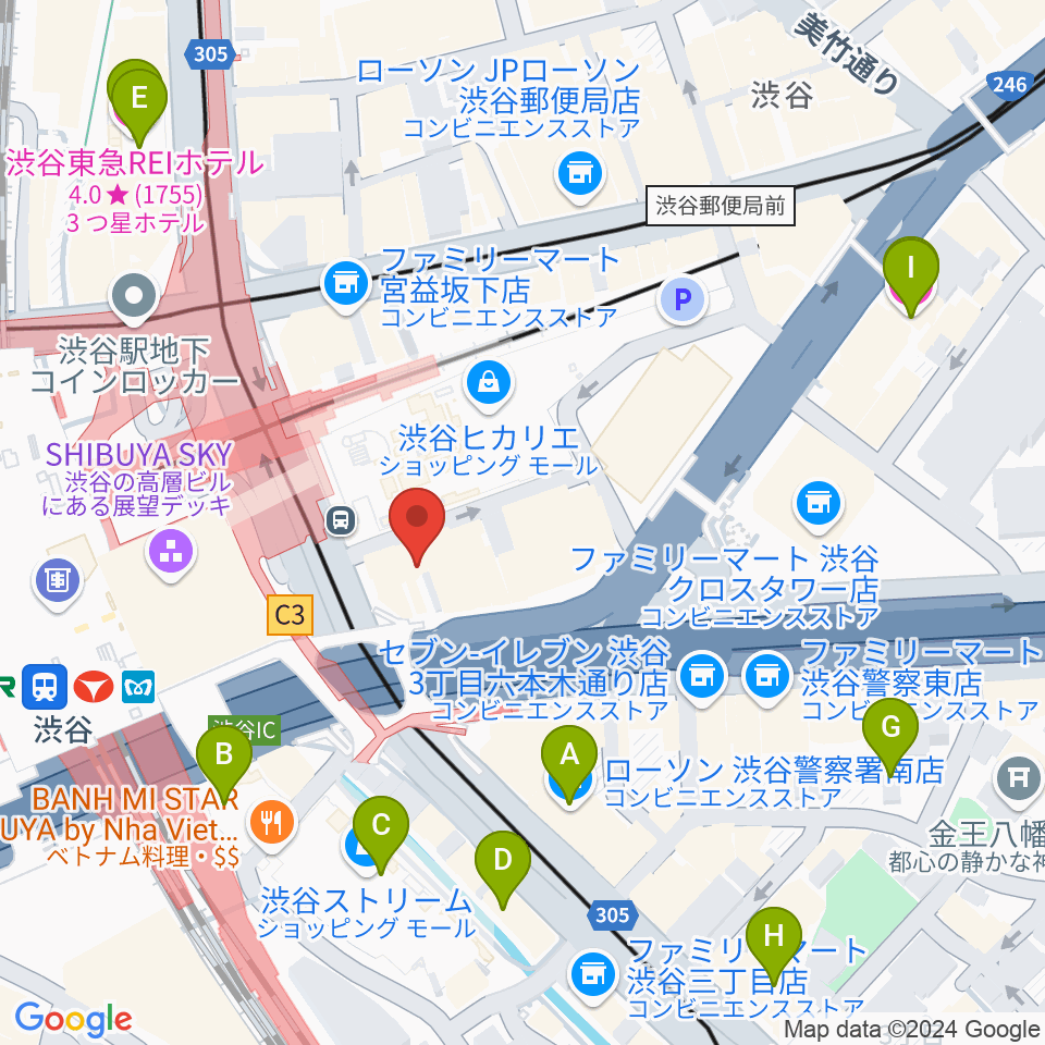 渋谷ウォーキン周辺のホテル一覧地図