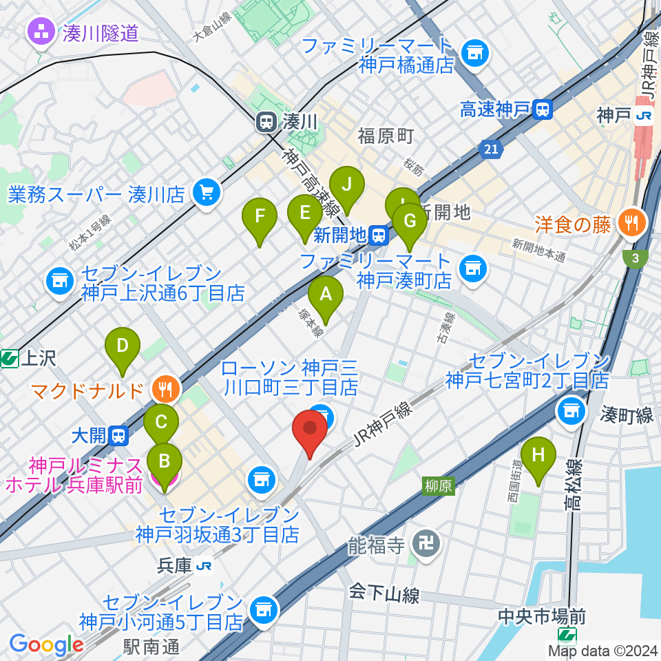 土田音楽教室周辺のホテル一覧地図