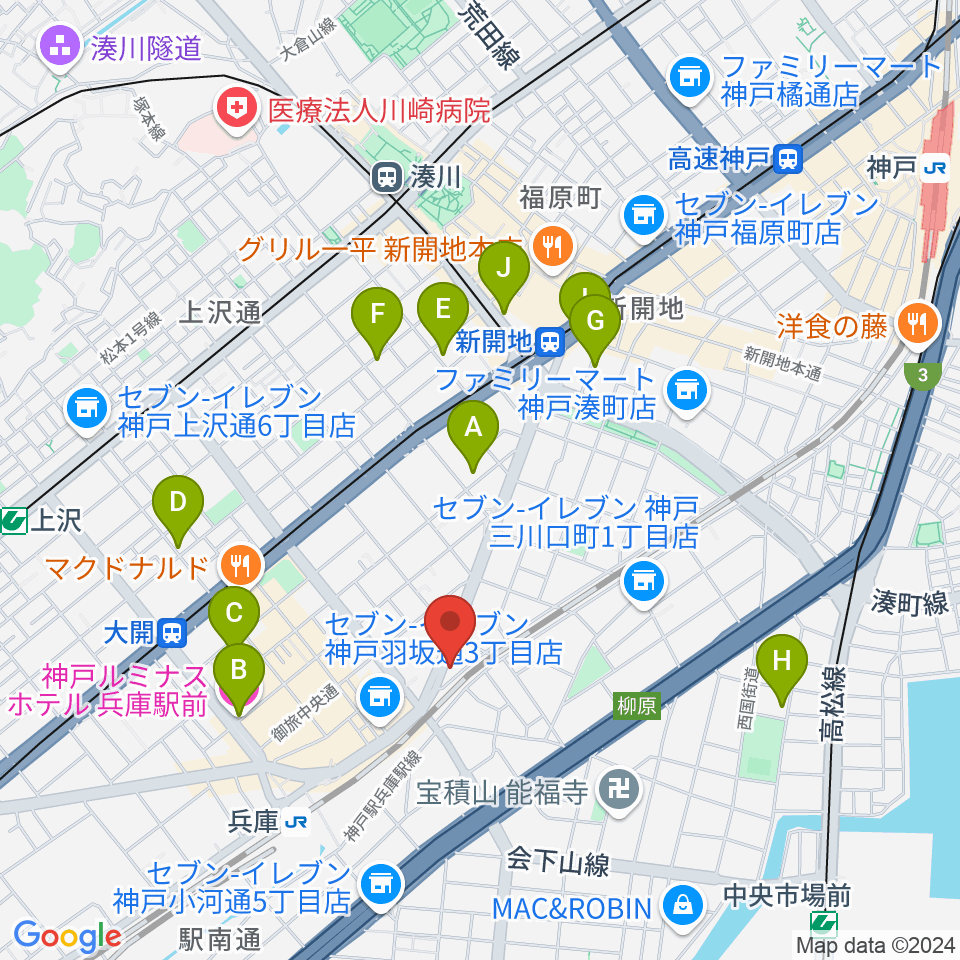 土田音楽教室周辺のホテル一覧地図