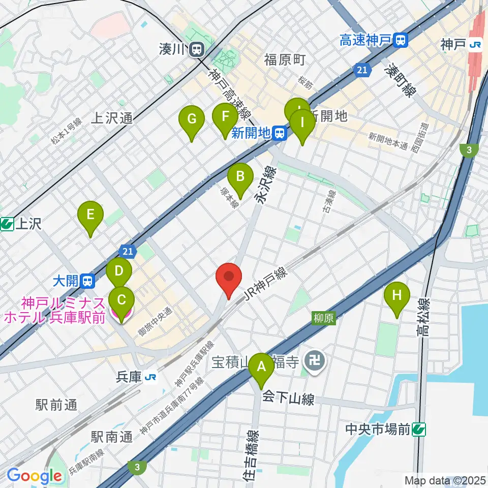 土田音楽教室周辺のホテル一覧地図