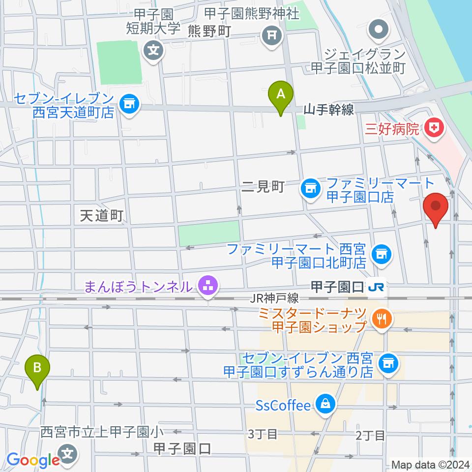 Musicぽえむ音楽教室周辺のホテル一覧地図