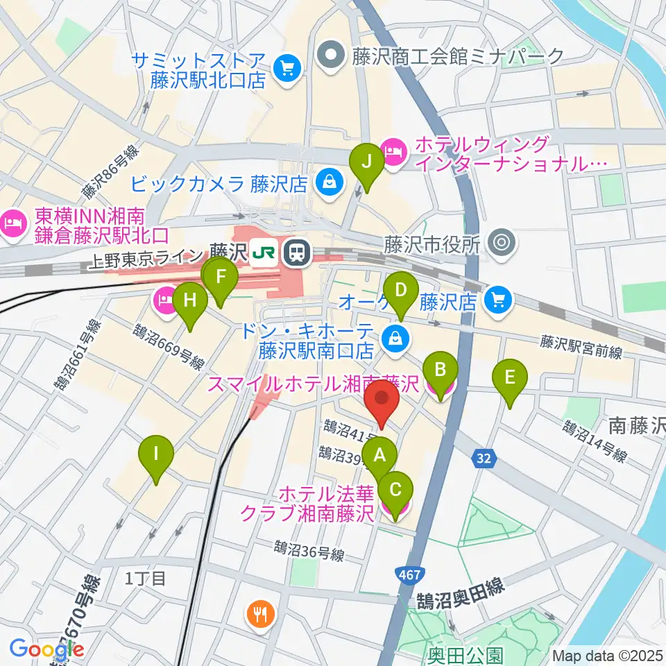 湘南音楽院藤沢周辺のホテル一覧地図