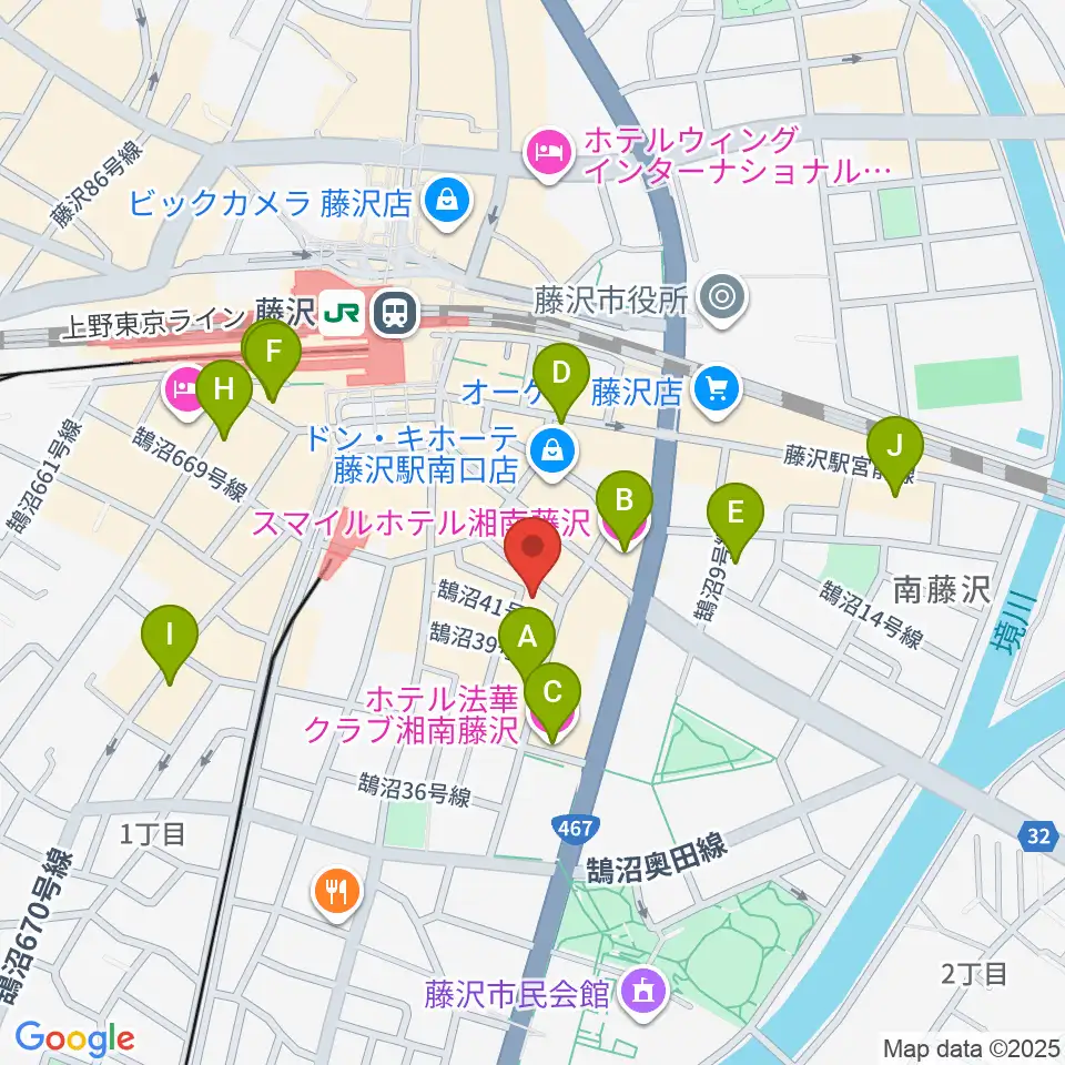 湘南音楽院藤沢周辺のホテル一覧地図