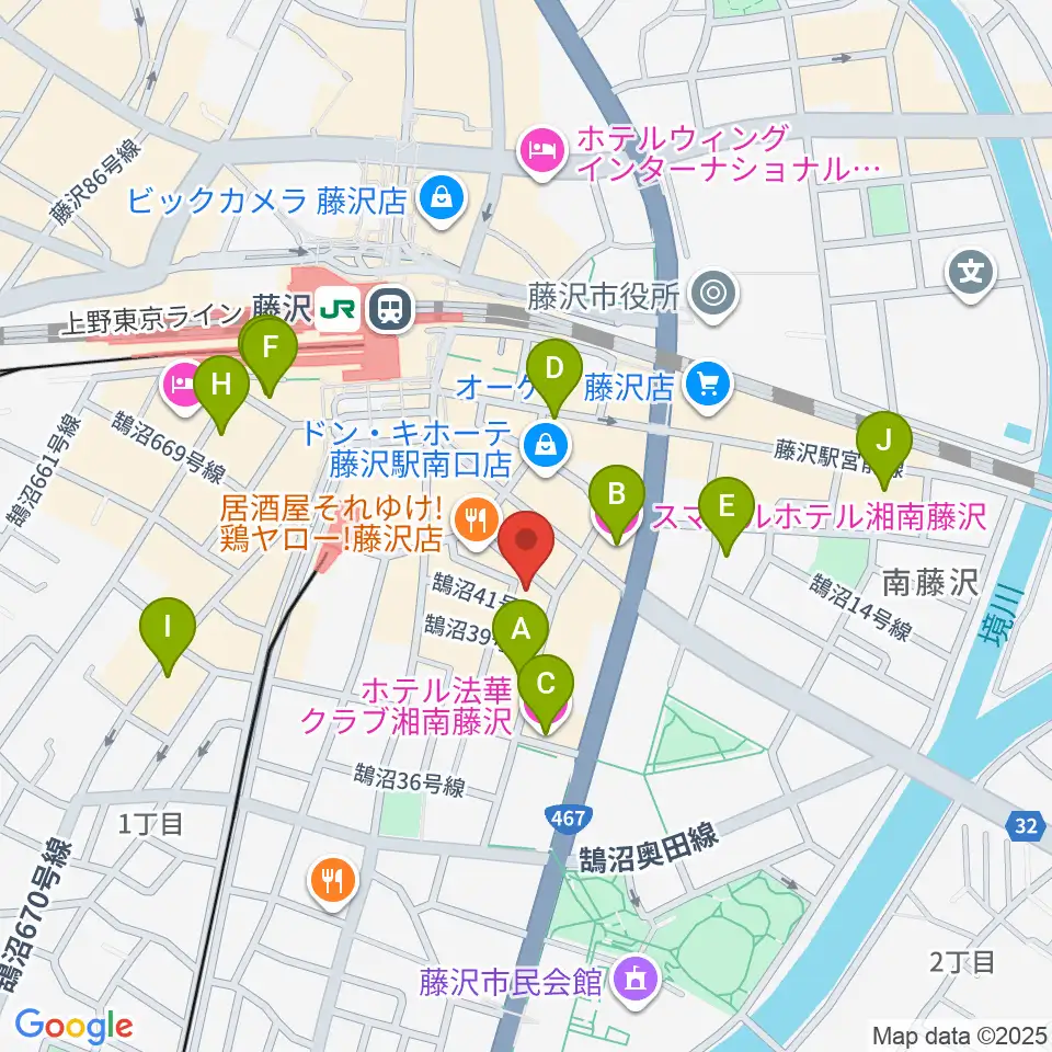 湘南音楽院藤沢周辺のホテル一覧地図