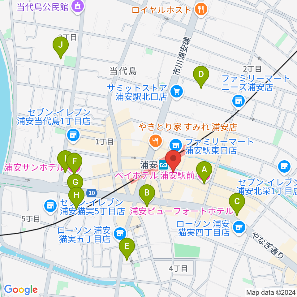 浦安ミュージックセンター周辺のホテル一覧地図