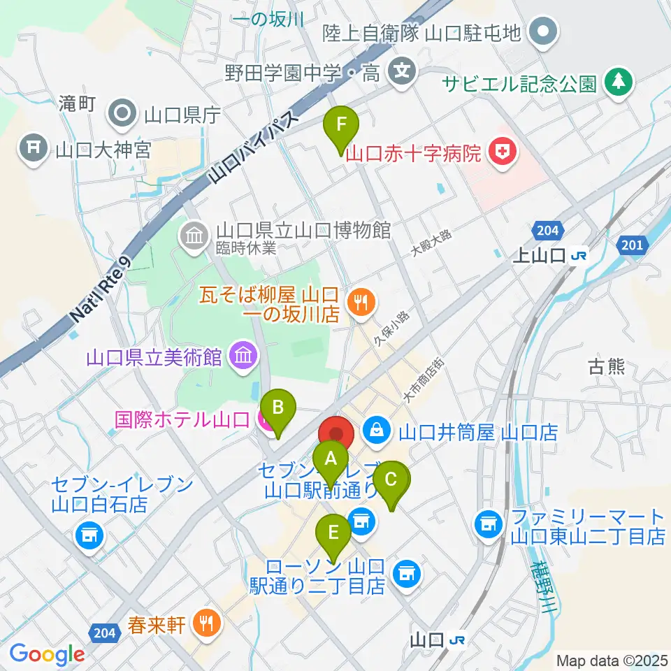 三好屋楽器 山口センター周辺のホテル一覧地図