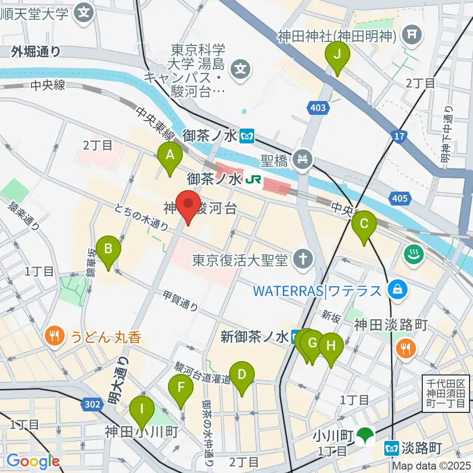 下倉楽器お茶の水本店周辺のホテル一覧地図