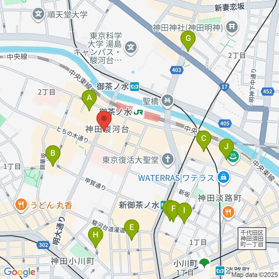イシバシ楽器 御茶ノ水本店周辺のホテル一覧地図