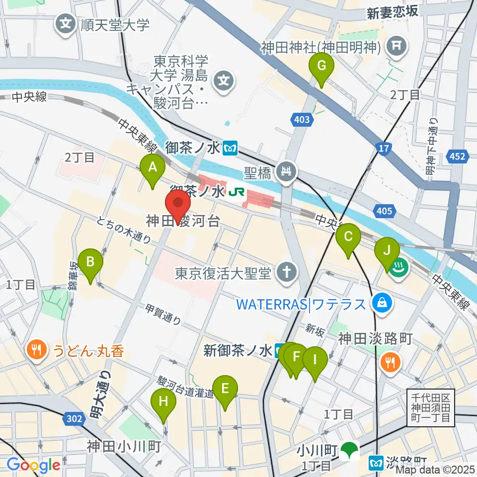 イシバシ楽器 御茶ノ水本店周辺のホテル一覧地図