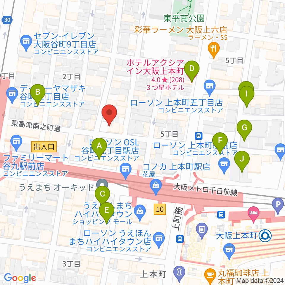 ドレミ音楽スクール上本町校周辺のホテル一覧地図