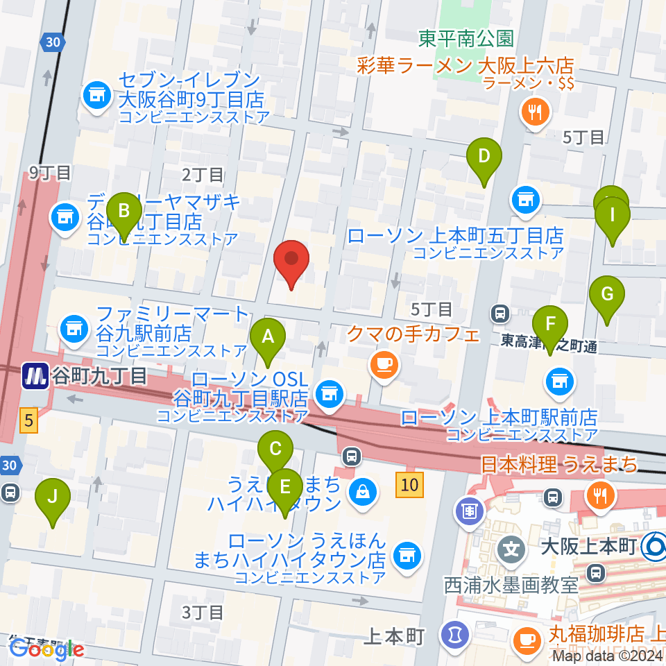 ドレミ音楽スクール上本町校周辺のホテル一覧地図