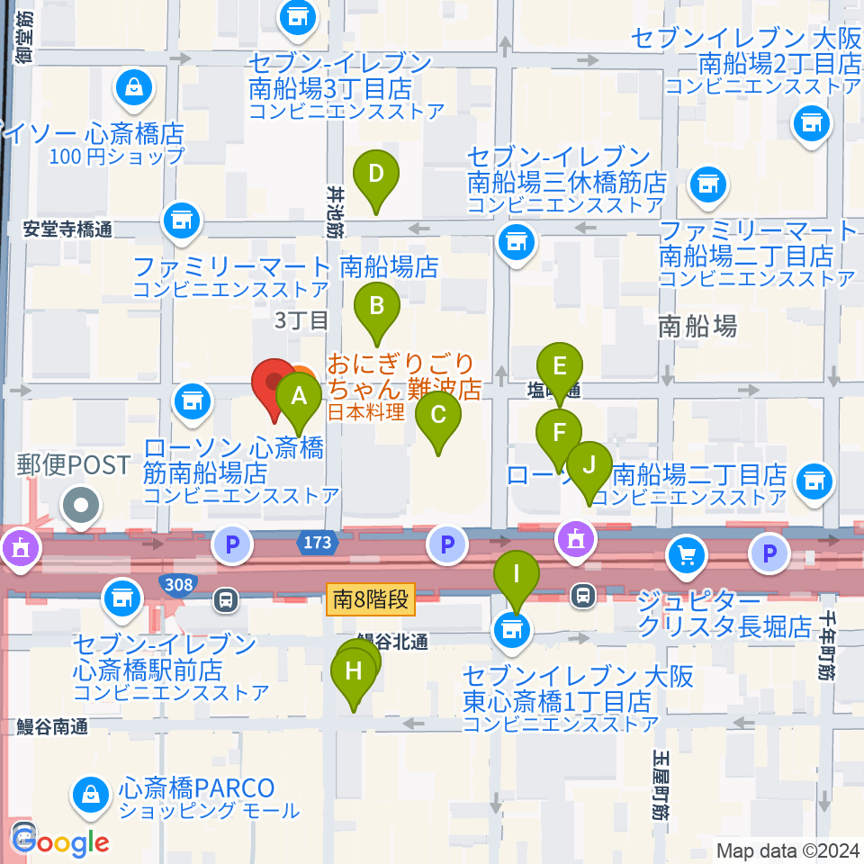 プラスミュージック心斎橋周辺のホテル一覧地図