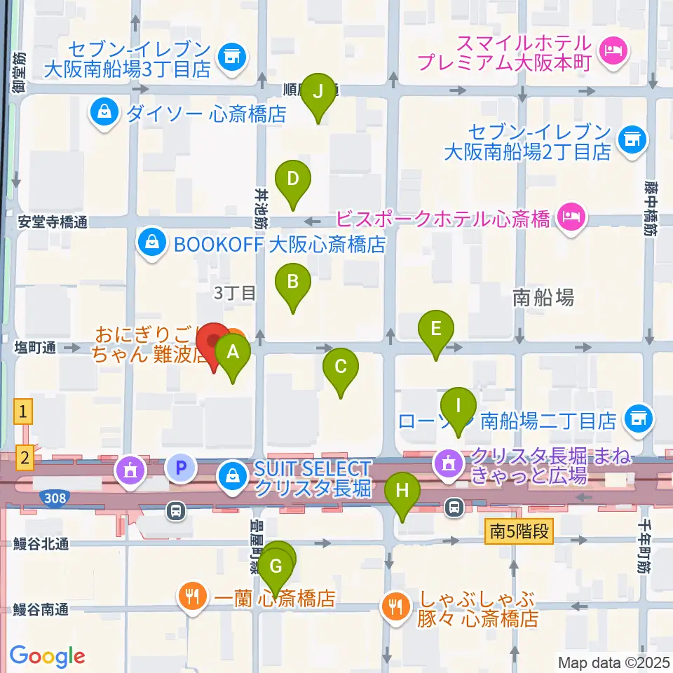 プラスミュージック心斎橋周辺のホテル一覧地図