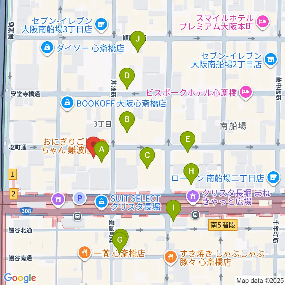 プラスミュージック心斎橋周辺のホテル一覧地図
