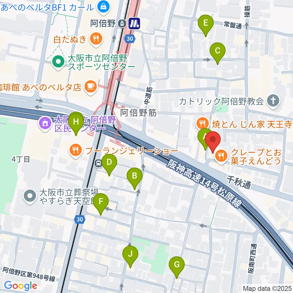 阿倍野ドレミ音楽教室周辺のホテル一覧地図