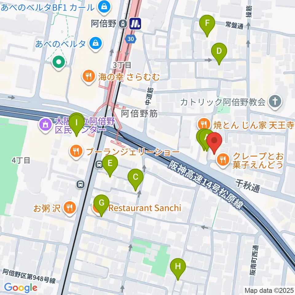 阿倍野ドレミ音楽教室周辺のホテル一覧地図