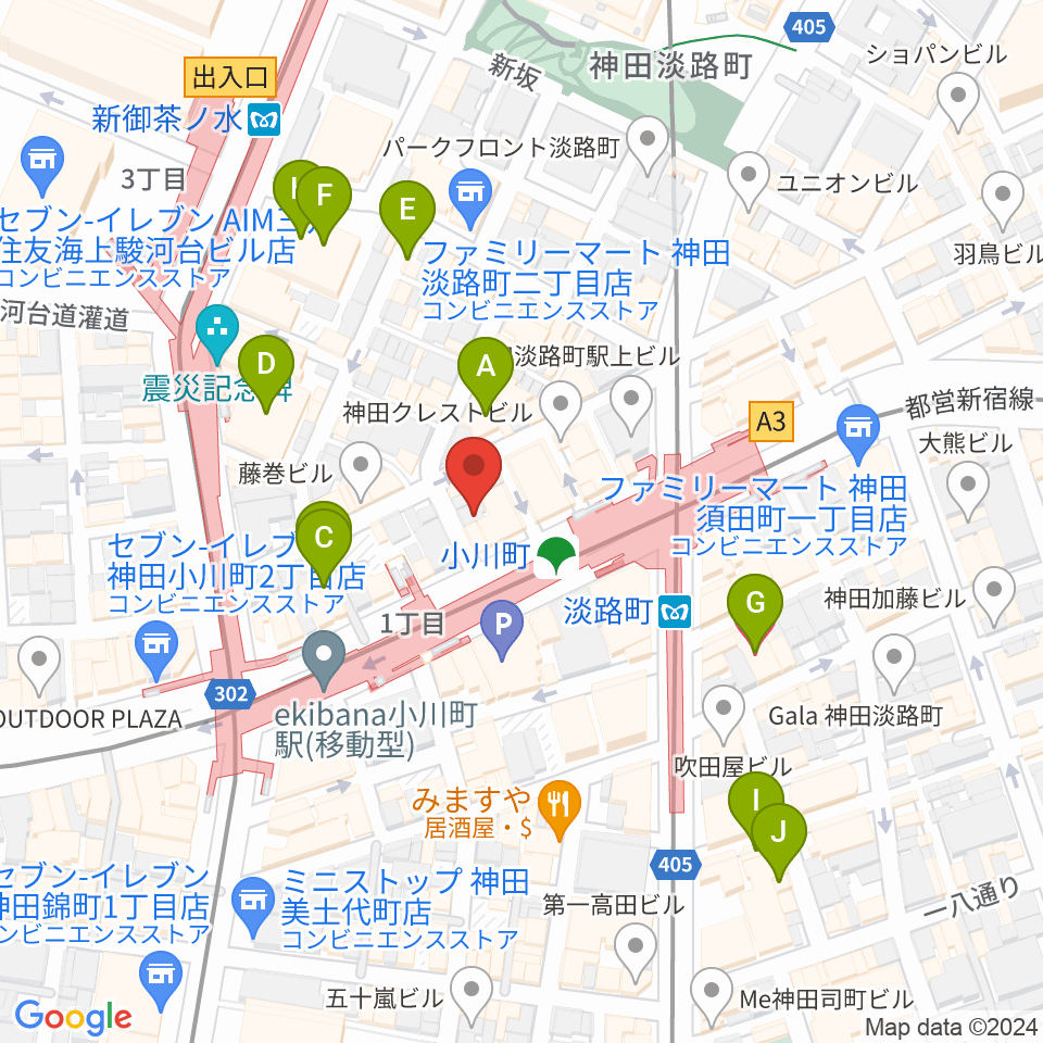 宮地楽器神田店周辺のホテル一覧地図