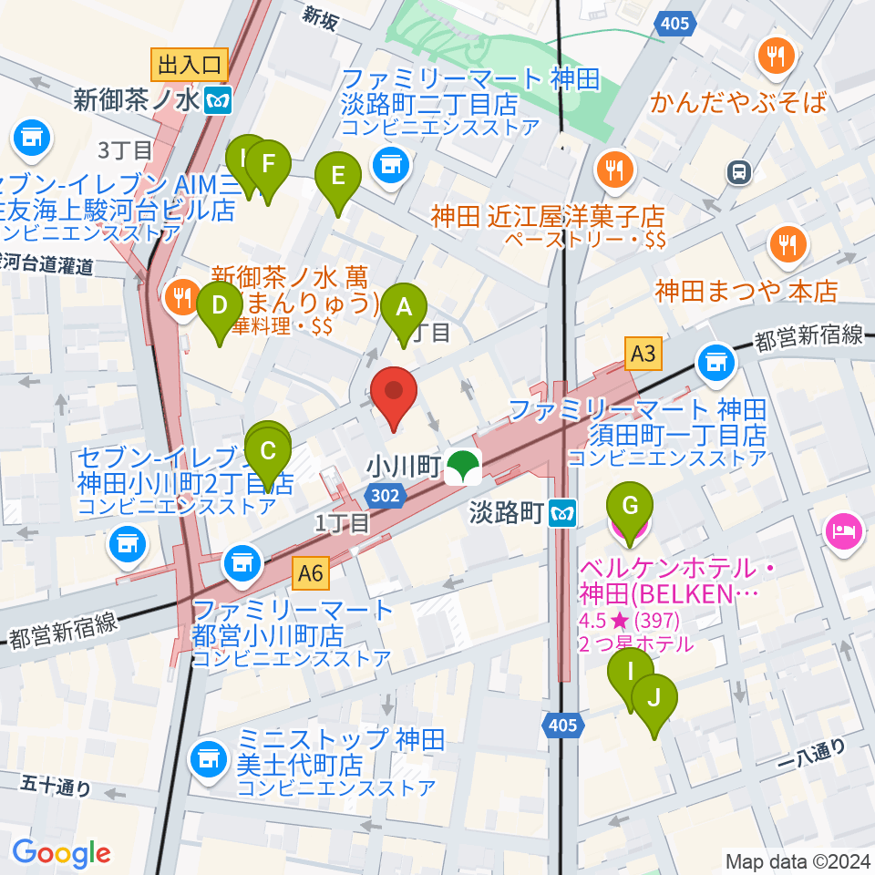 宮地楽器神田店周辺のホテル一覧地図