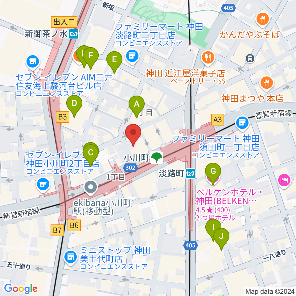 宮地楽器神田店周辺のホテル一覧地図