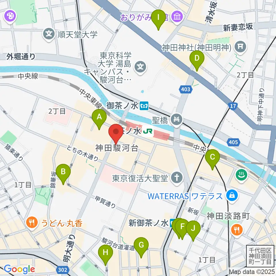 クロサワ楽器お茶の水駅前店周辺のホテル一覧地図