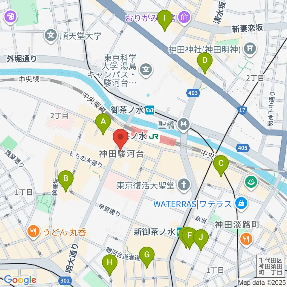 クロサワ楽器お茶の水駅前店周辺のホテル一覧地図