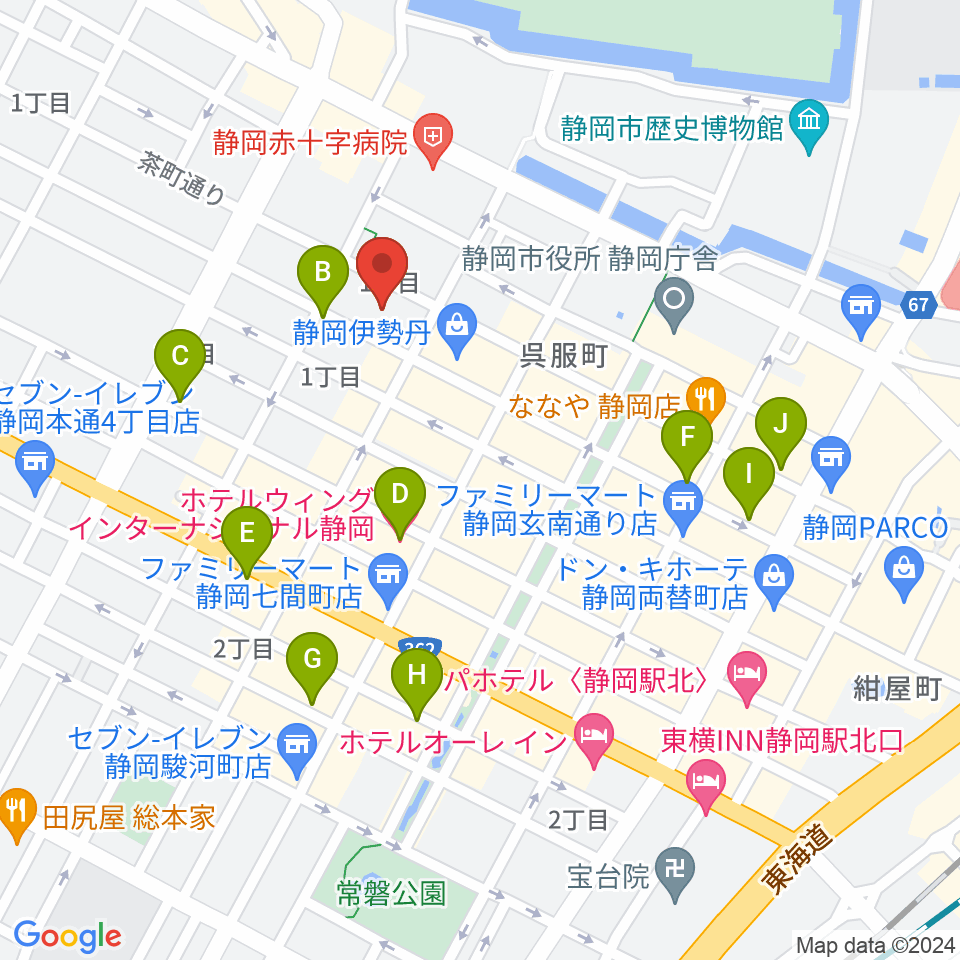 すみやグッディ おとサロン静岡呉服町周辺のホテル一覧地図