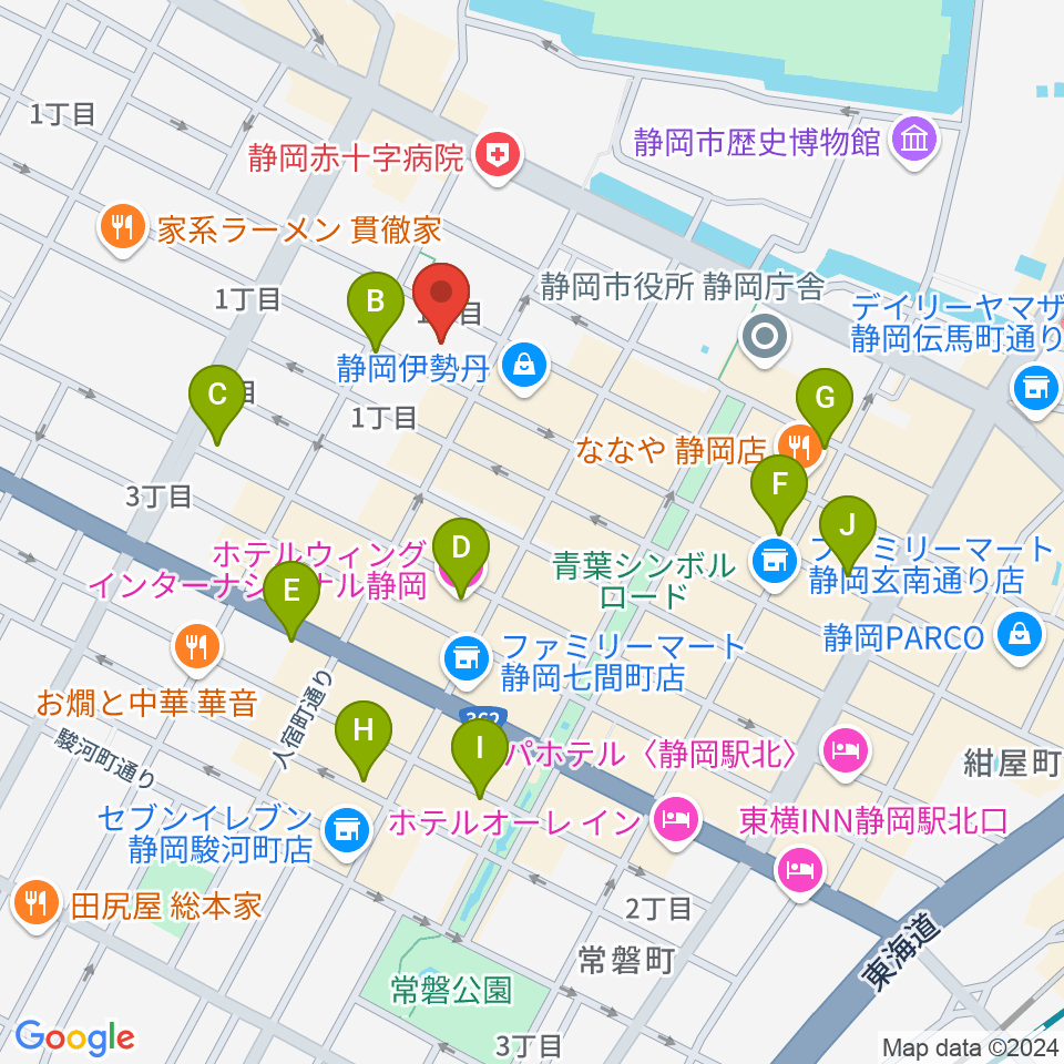 すみやグッディ おとサロン静岡呉服町周辺のホテル一覧地図