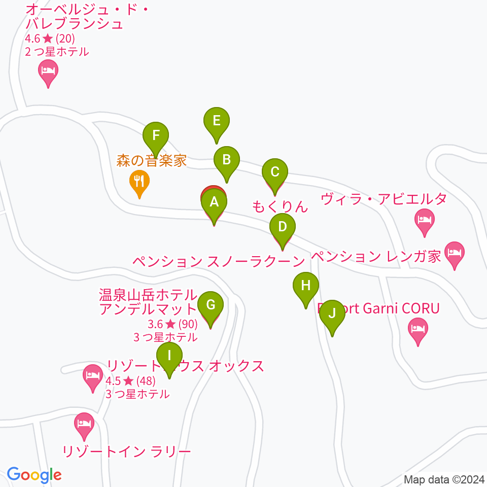 ペンション森の音楽家周辺のホテル一覧地図