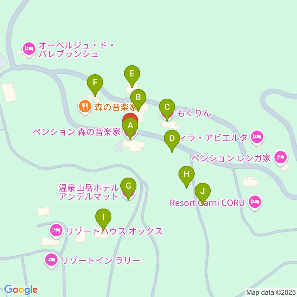 ペンション森の音楽家周辺のホテル一覧地図