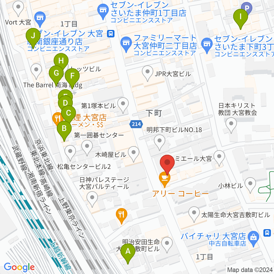 柏屋楽器 スタジオアティック 大宮店周辺のホテル一覧地図