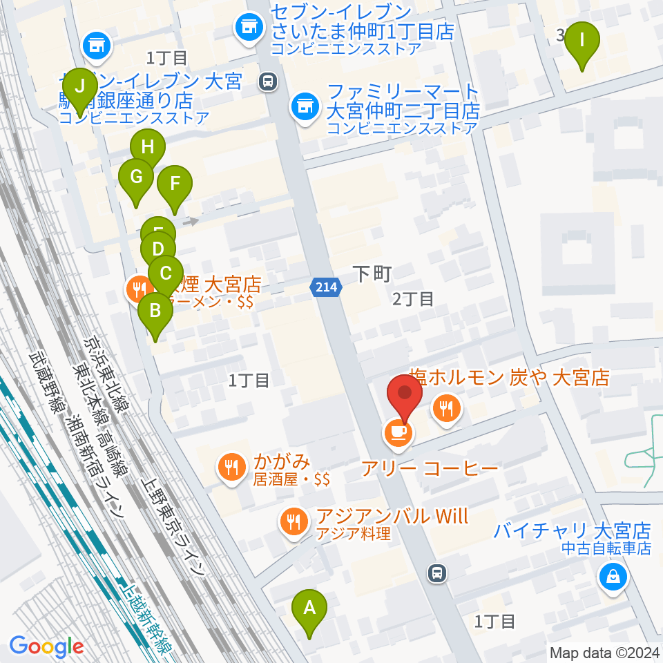 柏屋楽器 スタジオアティック 大宮店周辺のホテル一覧地図