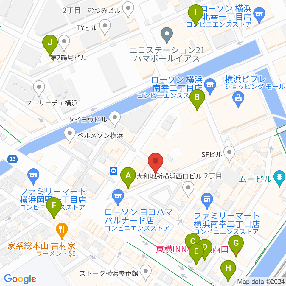 イシバシ楽器 横浜店周辺のホテル一覧地図
