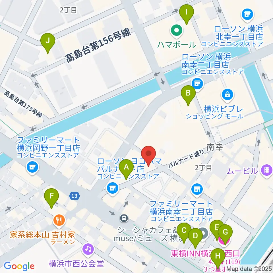イシバシ楽器 横浜店周辺のホテル一覧地図