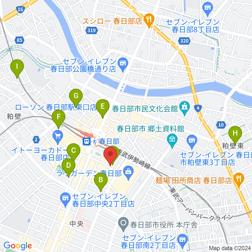 昭和楽器 春日部店ミニホール周辺のホテル一覧地図