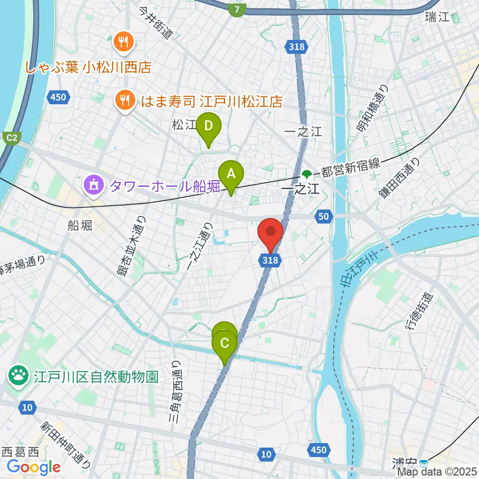 サウンドスタジオＭ一之江店周辺のホテル一覧地図