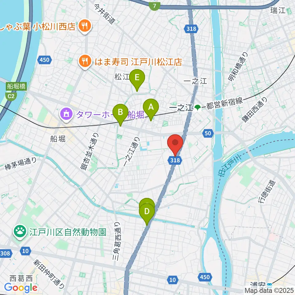サウンドスタジオＭ一之江店周辺のホテル一覧地図