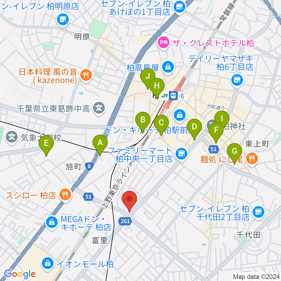 サウンドスタジオＭ 柏店周辺のホテル一覧地図